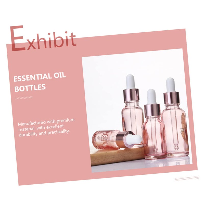 زجاجات قطارة زجاجية بلون الخوخ الوردي 9 8x3 سم 30 قطعة قوارير زيت عطري مع ماصات عطور سفر مستحضرات تجميل - Image 3
